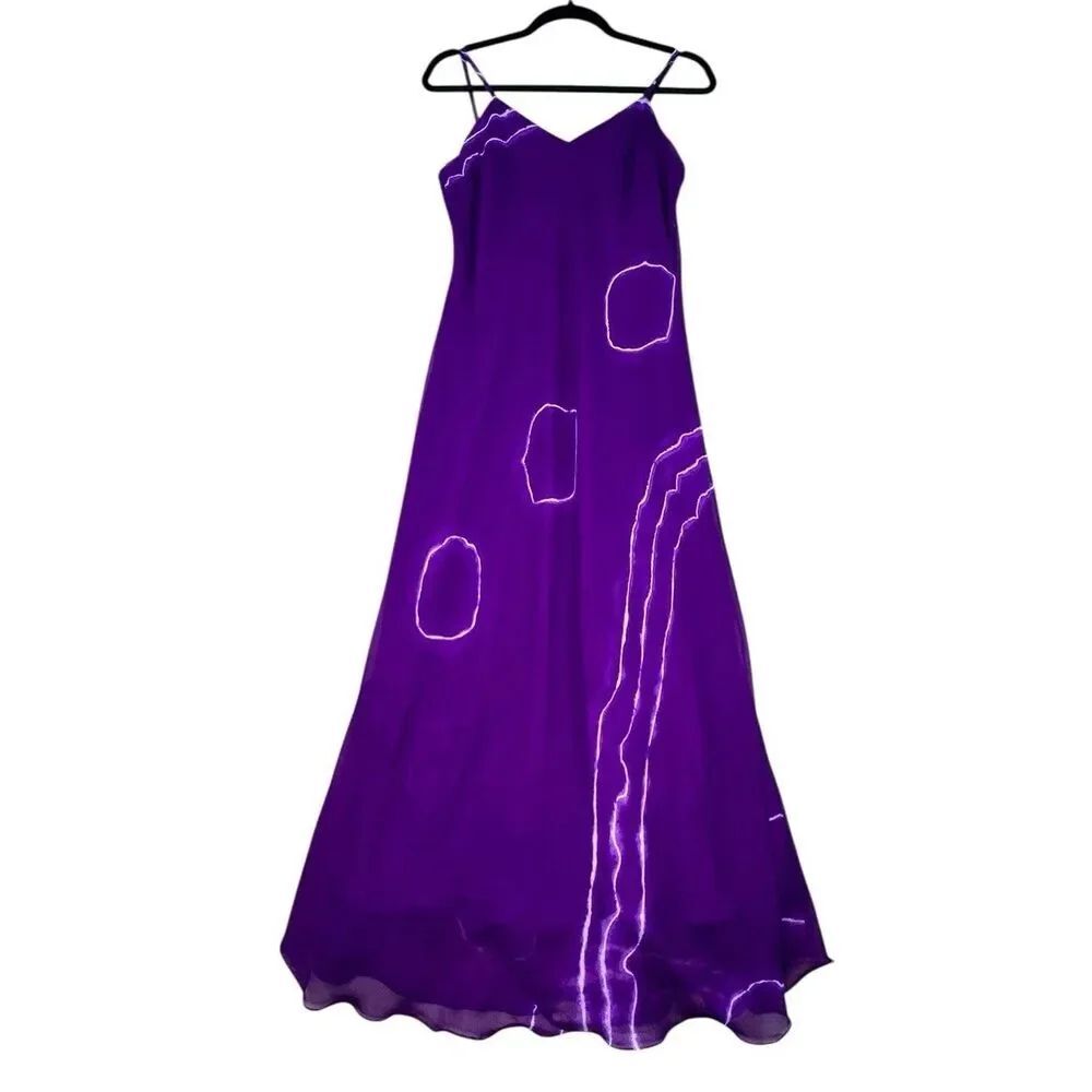 Purple Sleeveless Maxi Lined Dress Scalloped Hem Women’s Size Small/ Medium